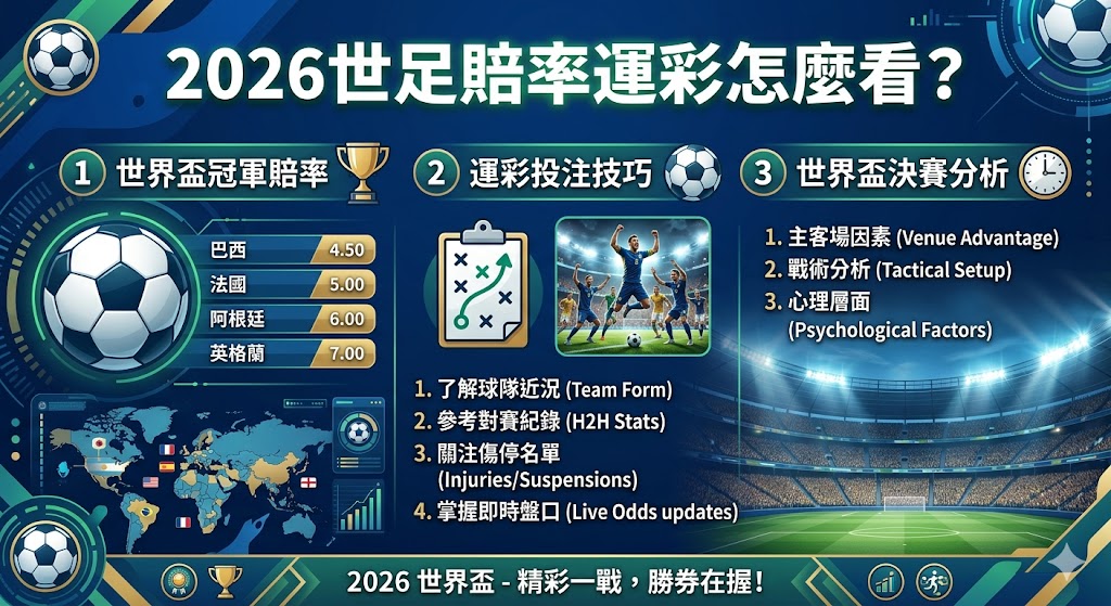 unnamedghgh 2026世足賠率運彩怎麼看？世界盃決賽投注技巧與冠軍賠率完整解析